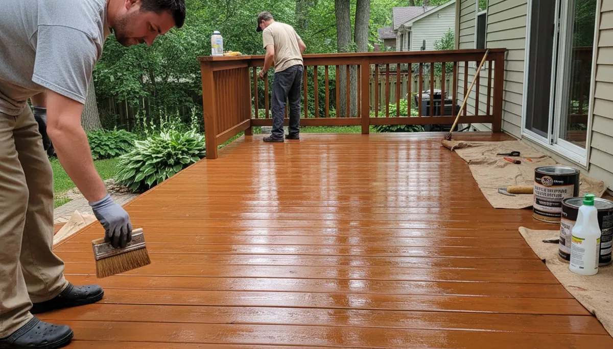 Professional deck staining in Bloomington IN enhancing wood grain and protecting decks from UV and moisture