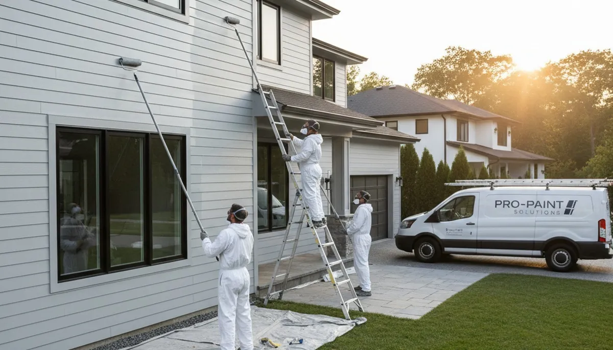 Professional siding painting on a Bloomington IN home by expert exterior house painters