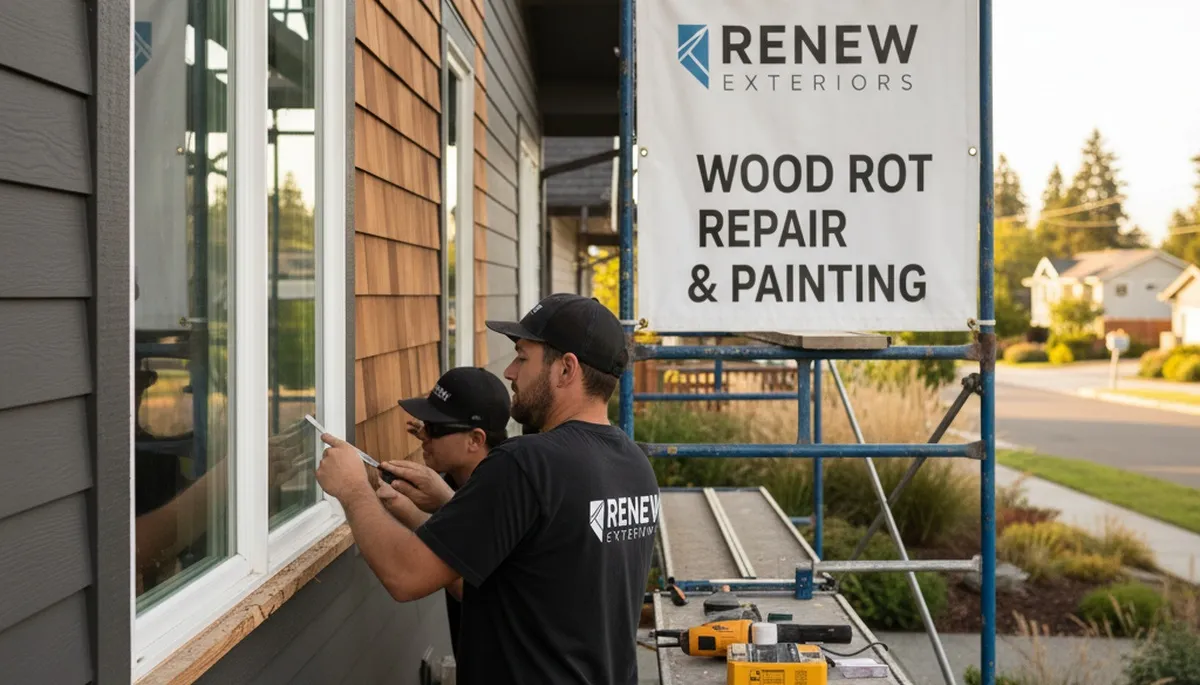 Bloomington IN painters repairing wood rot on home siding with expert restoration craftsmanship